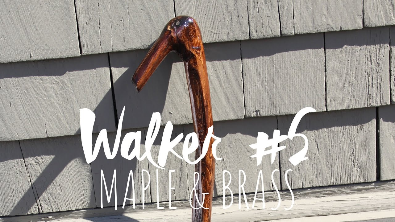 Walker #5: Hardwood Maple Walking Stick with Goose Head Handle and Brass Tip - 35