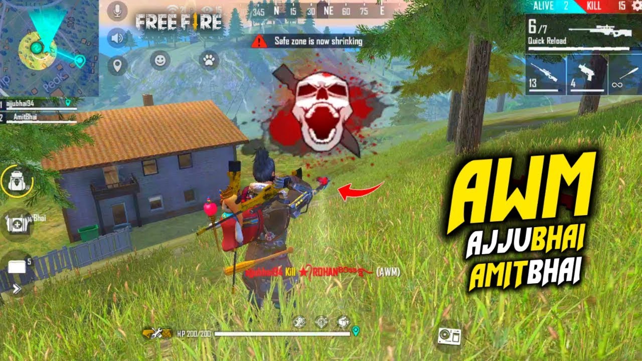 2 AWM Unbeatable best duo Ajjubhai94 & Amitbhai - Garena Free Fire