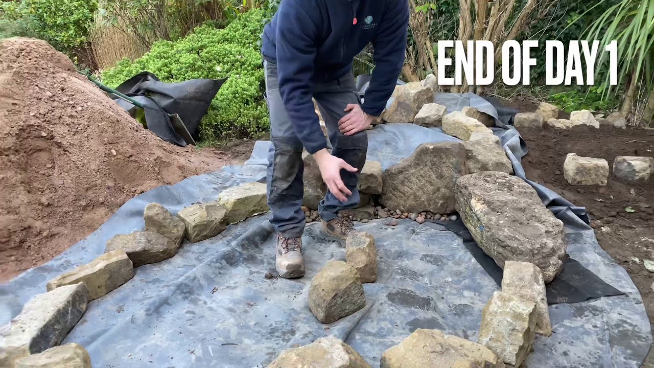 Nature-Inspired Stream with 3 Waterfalls!  Water Feature Build Day 1
