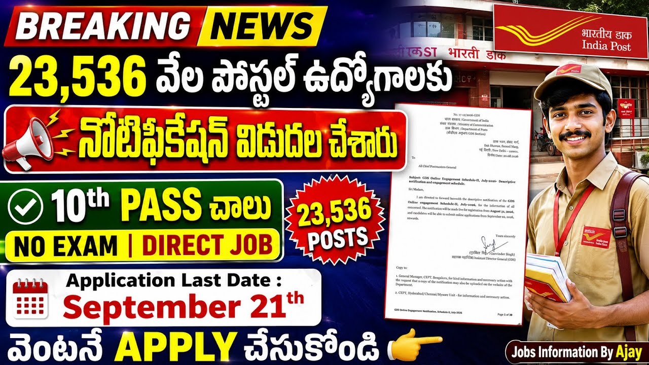 🚨 Postal GDS Schedule -2 Notification Released 2026 | 10thPass Only | No Exam | Apply Now on Online 