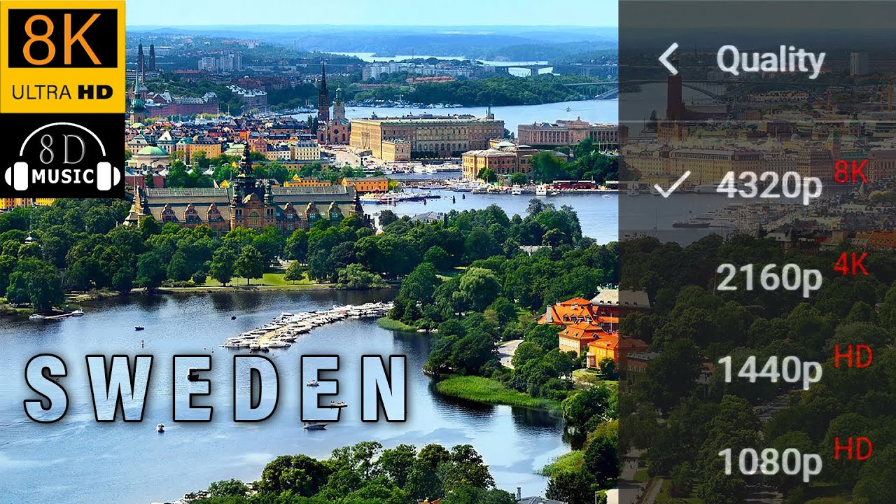 Beauty of SWEDEN in 8K VIDEO ULTRA HD with 8D Relaxing Music | 8K Visual 8D Audio