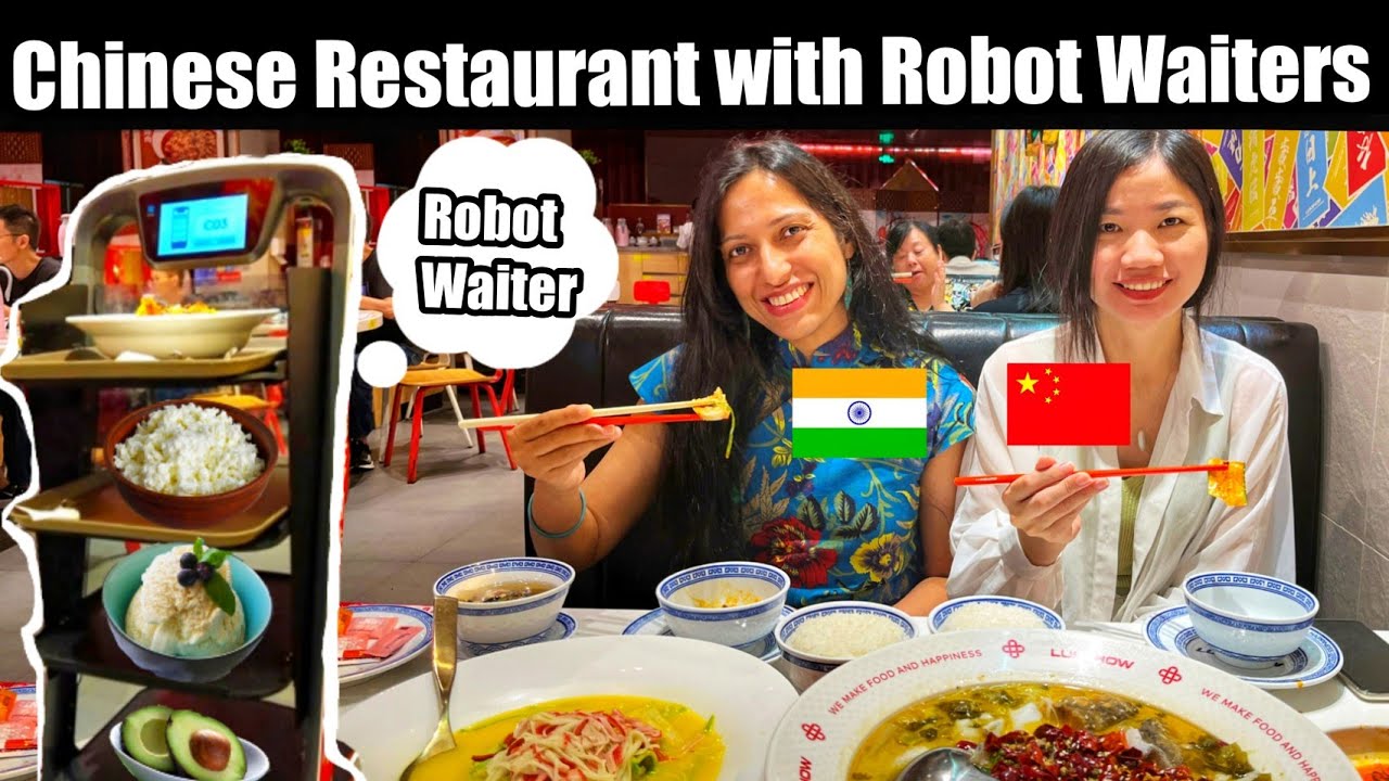 China Restaurant with TALKING ROBOT WAITER | Chinese food vlog in HINDI| Indians in China|Shenzhen
