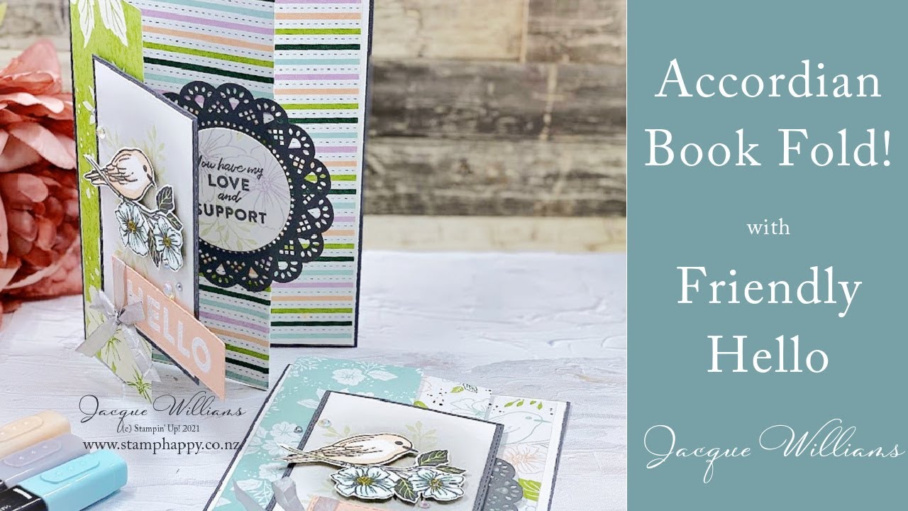 Try This Easy Fun Fold Book Card with your Printed Papers!   Featuring the Friendly Hello Bundle
