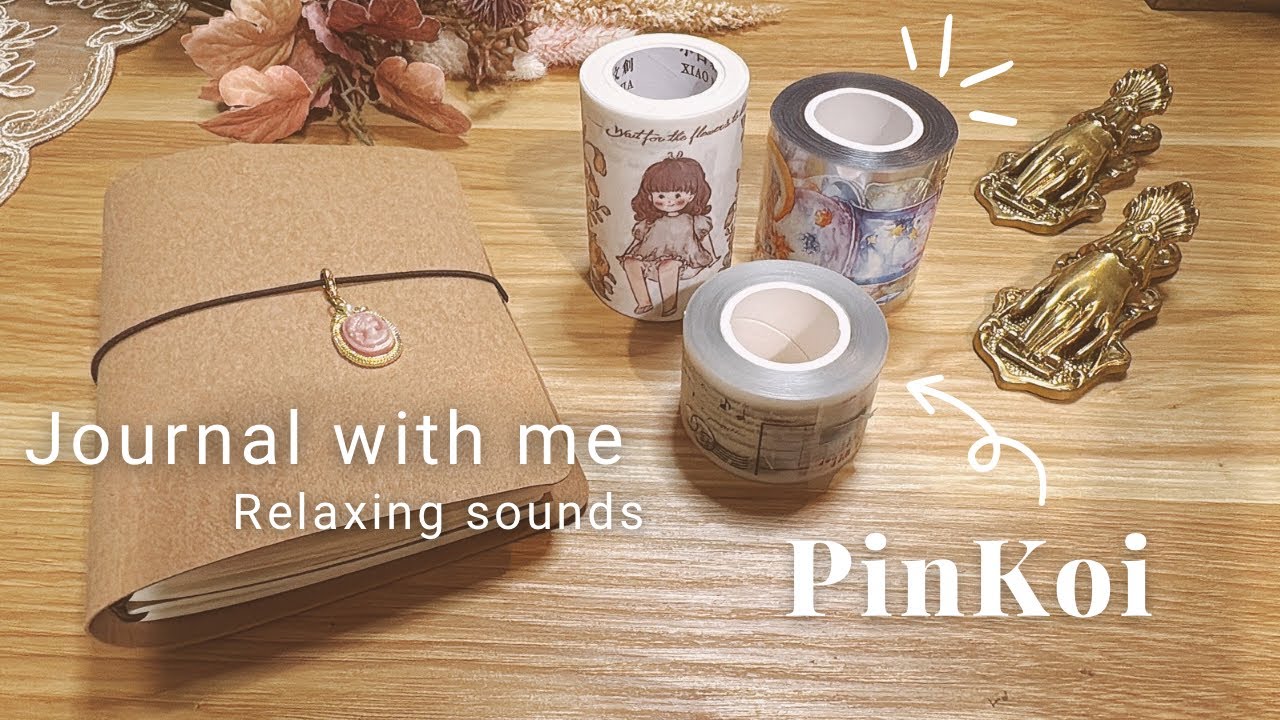 ASMR |PinKoiのマスキングテープの紹介とコラージュ🌷Scrapbooking Journaling Relaxing sounds Unboxing