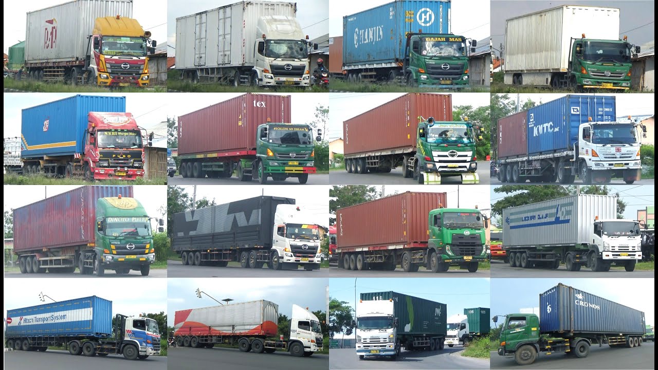 KOMPILASI TRUK KONTAINER CAKEP !!! TRUCK KONTAINER BESAR DAN PANJANG HINO FUSO ISUZU GIGA UD QUESTER