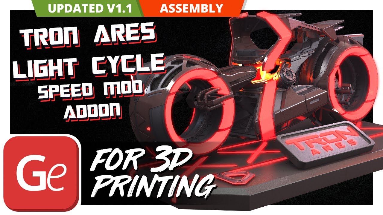 TRON Ares Light Cycle STL files for 3D printing | Version 1.1 | Assembly by Gambody