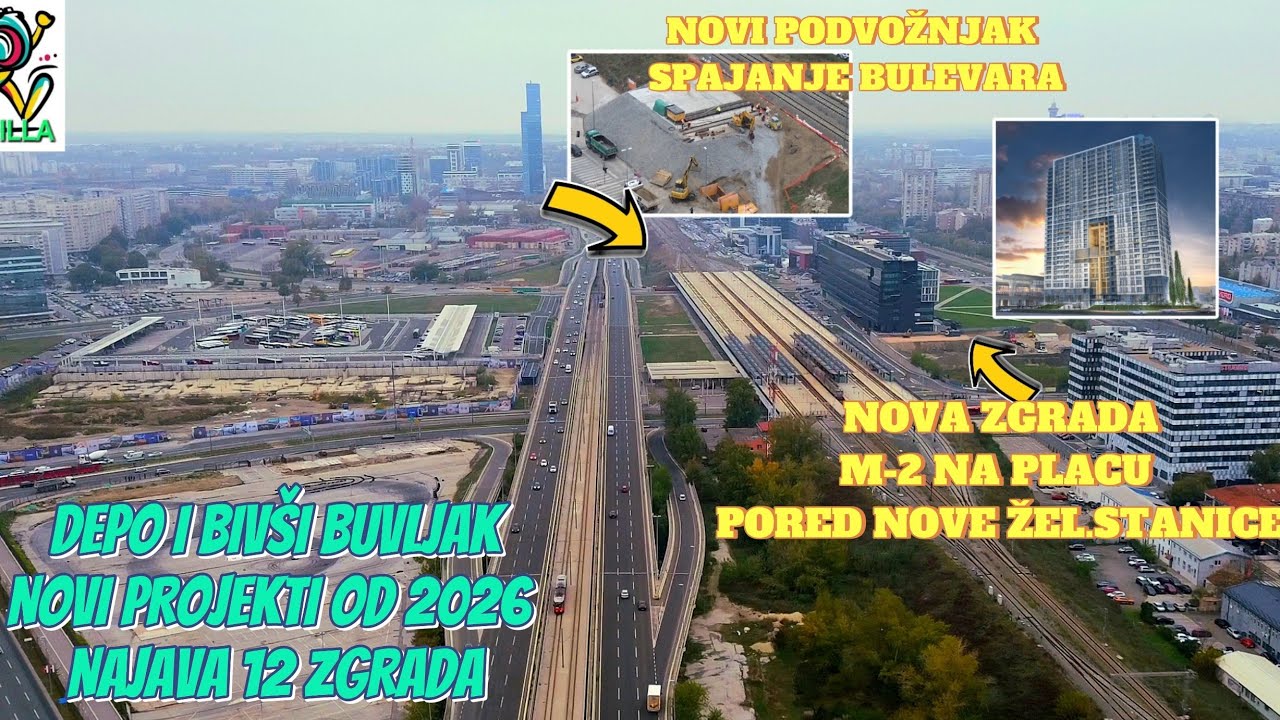 Beograd izgradnja žel.stanice Novi Beograd isti plac nova zgrada 30 spratova M2,rad na podvožnjaku