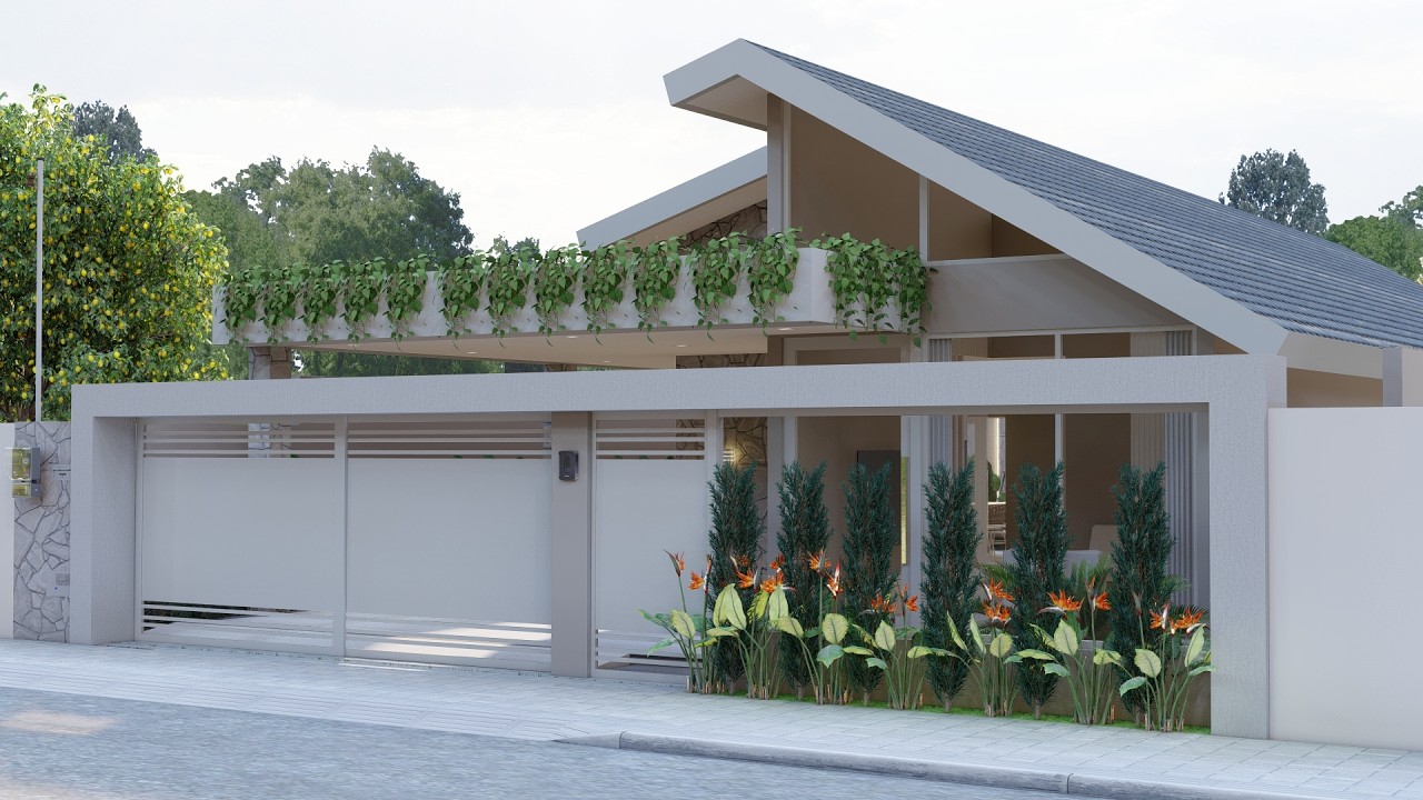 Casa com telhado inclinado  | Rodeada de varanda | Terreno 12x30