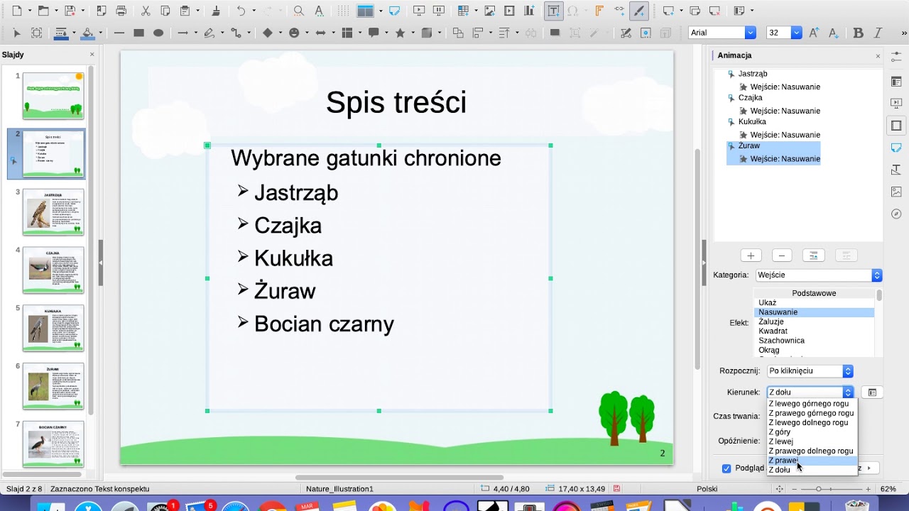 Animacje slajdów - Libre Office Impress