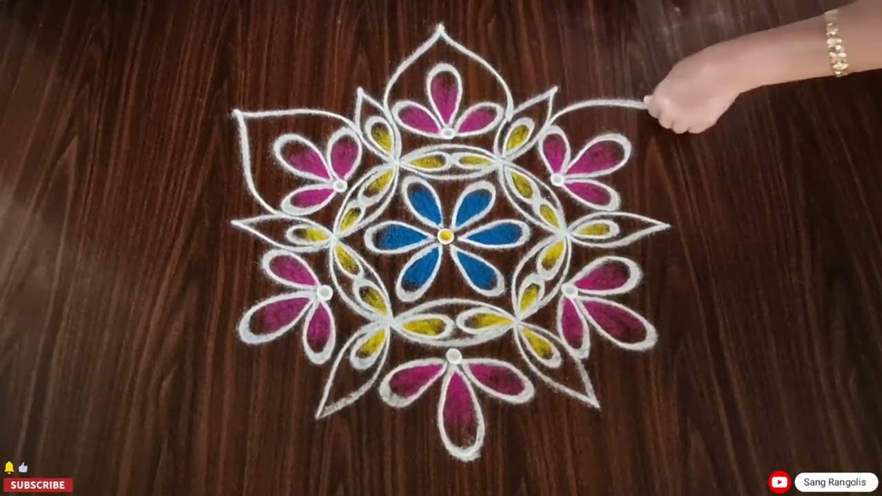 Very easy Rangoli design daily muggulu kolam easy Rangoli design ✨️ 
