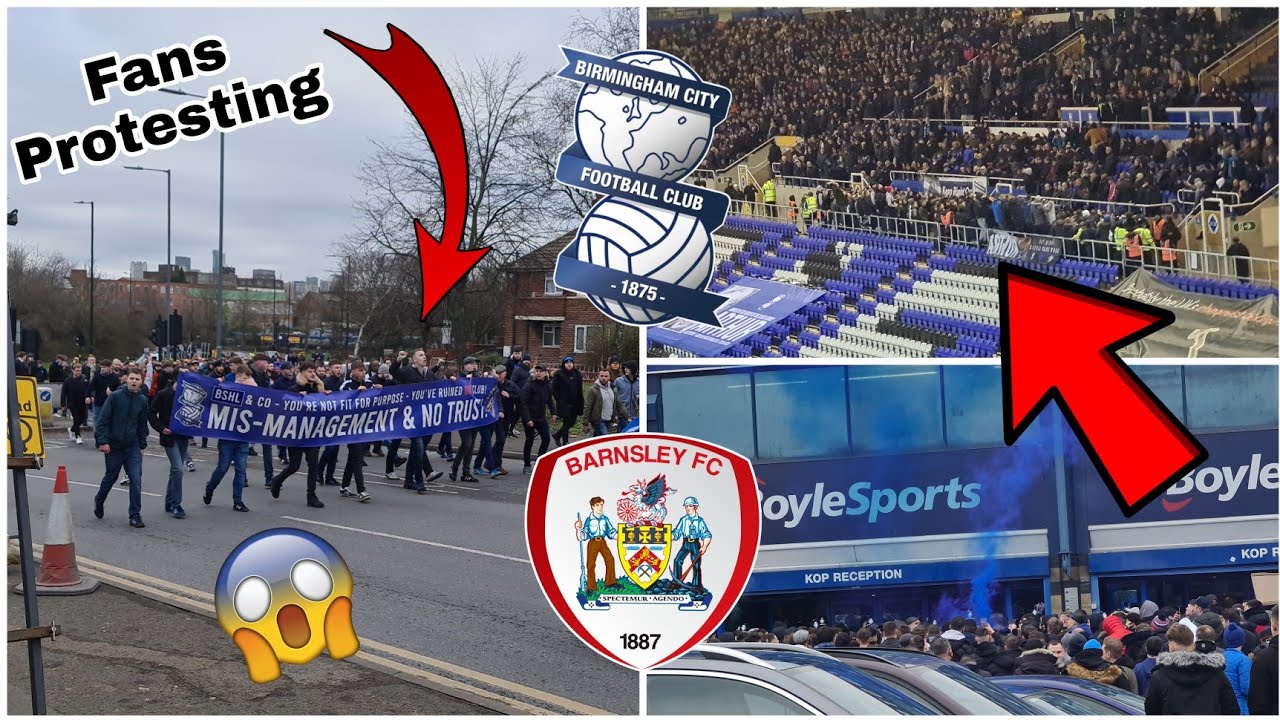 ABSOLUTE CRAZY SCENES AS BIRMINGHAM FANS PROTEST AND FANS THROW FLARES ! Brum Vs Barnsley Vlog!
