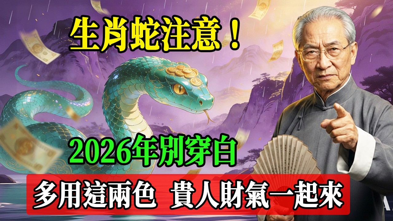 生肖蛇注意！2026年別穿白，多用這兩色，貴人財氣一起來！#南懷瑾  #國學 #易經 #開運 #招財#風水 #2026運勢#屬相 #生肖運勢#生肖命理