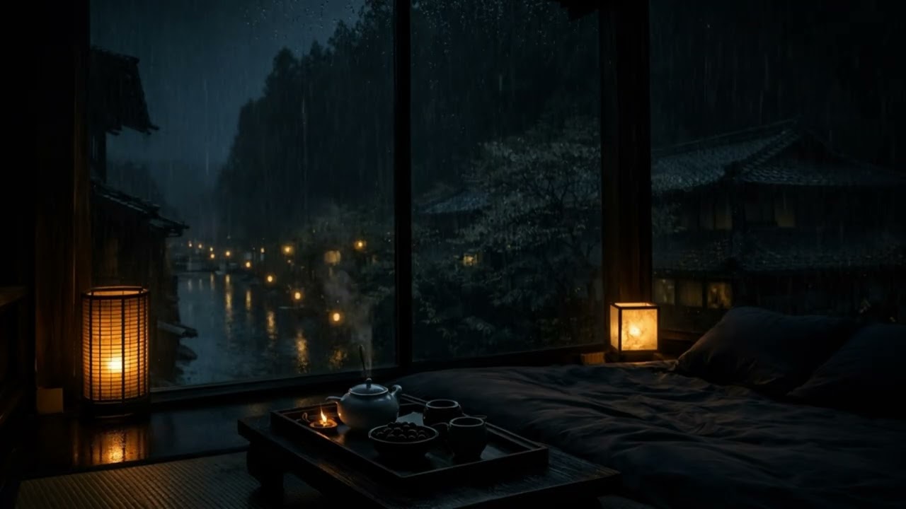 Rainy Night in a Japanese Village 🌧 | Cozy Room Ambience for Deep Sleep