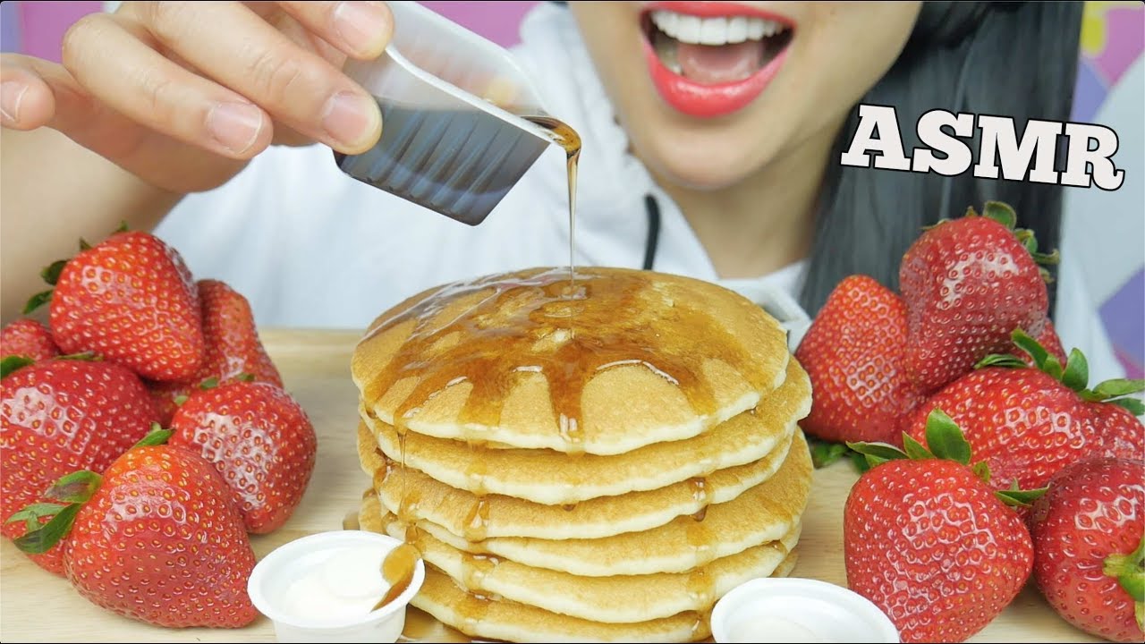 ASMR BREAKFAST PANCAKES + STRAWBERRY (EATING SOUNDS) | SAS-ASMR
