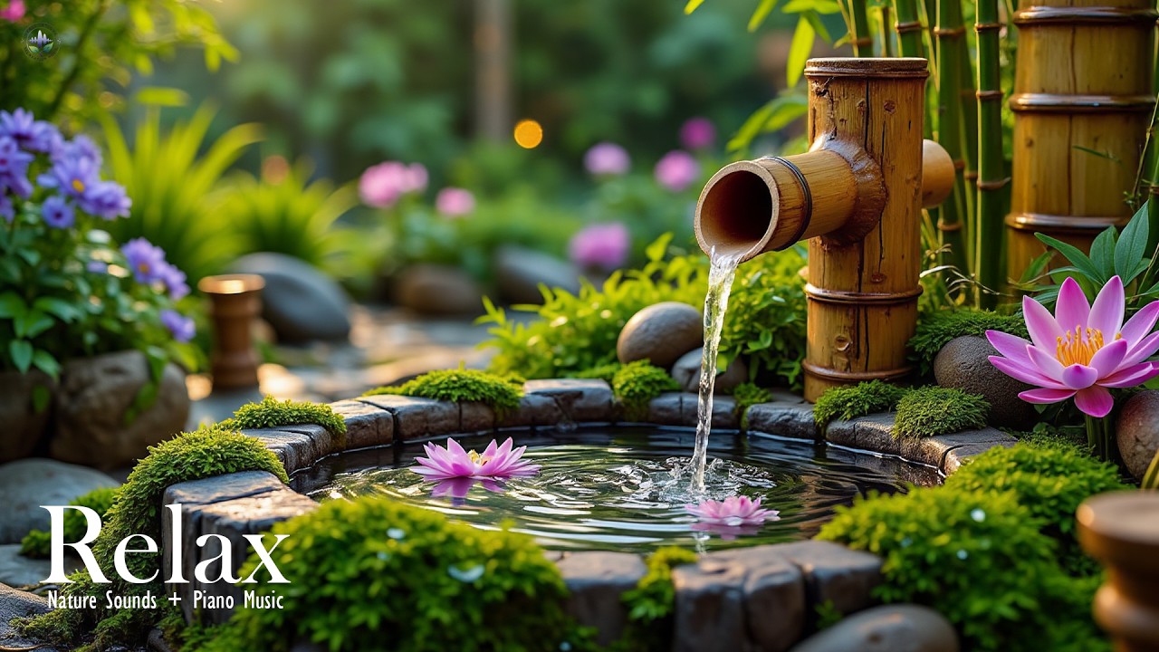 Relaxing Spa Piano + Flowing Water Sounds 🌿 Relieves Stress, Calm Anxiety & Depression, Deep Sleep