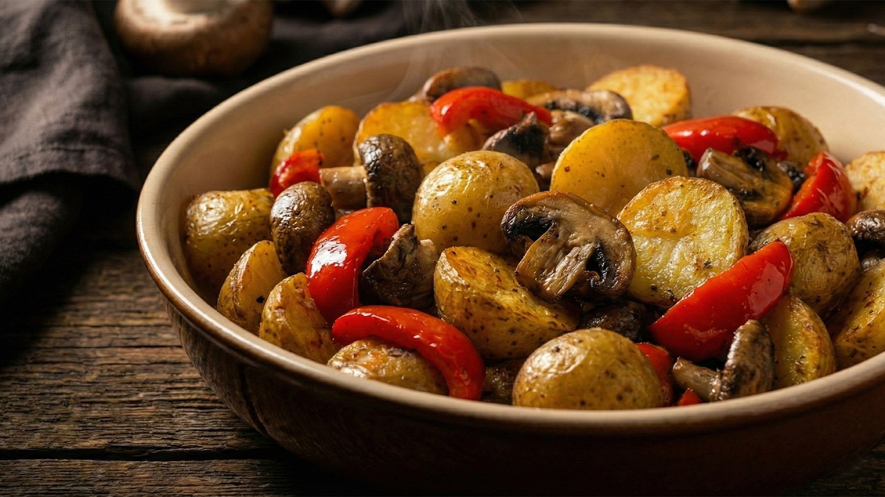 Crispy Golden Potatoes & Mushrooms | Better Than Meat!