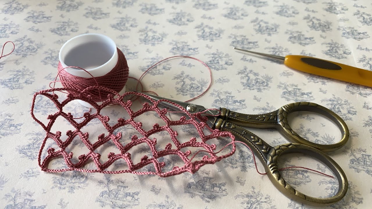 9-th background netting, p. 32. Masterpieces of Irish crochet lace