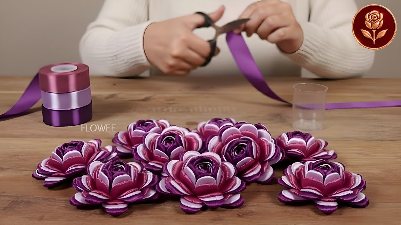 3-Color Satin Rose Hack! Stunning Triple-Tone Flowers Using a Simple Plastic Bottle Trick 🌸✨