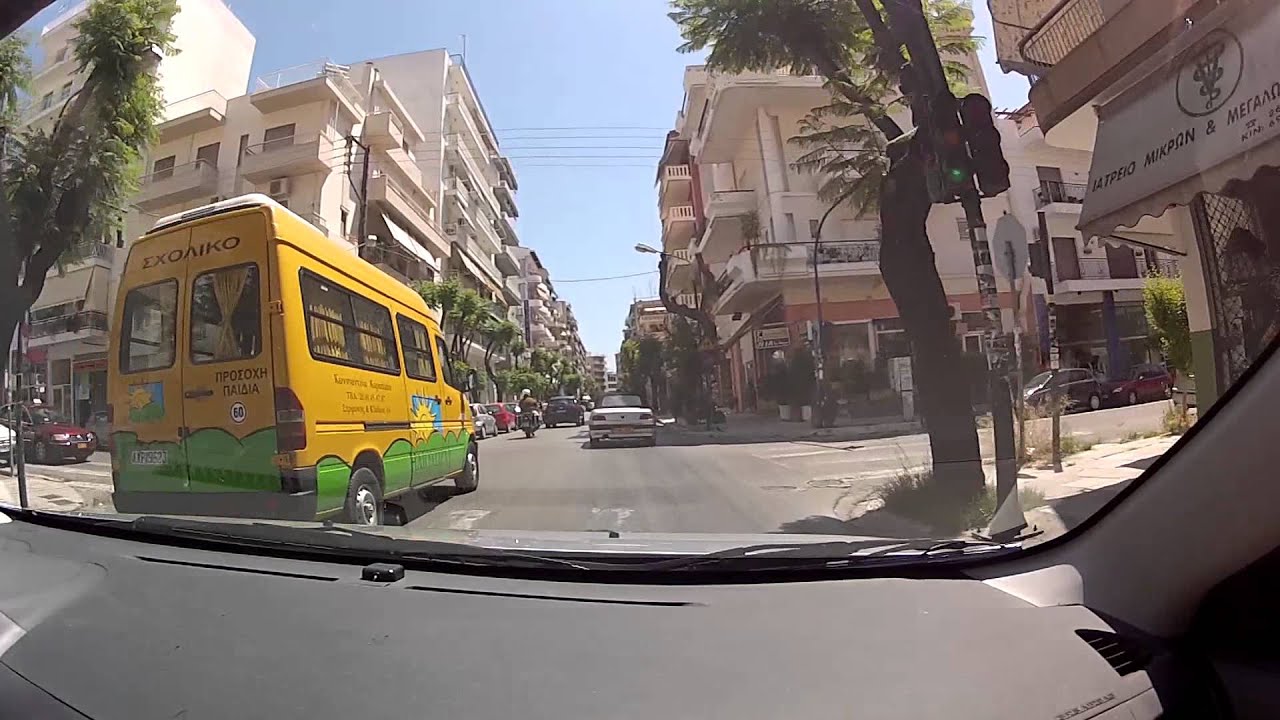 Patras downtown (Panepistimiou, Maizonos, Venizelou streets, Greece / city driving) - onboard camera