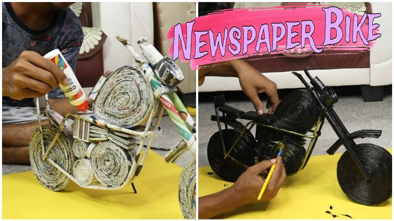 Newspaper Bike making idea 💫 Diy bike making from old Papers #diy #crafts #trend