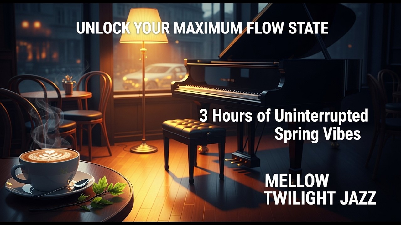 Unlock Deep Focus Smooth Spring Cafe Jazz Piano 3 Hours for Maximum Study Flow & Sleep 4K 🌿