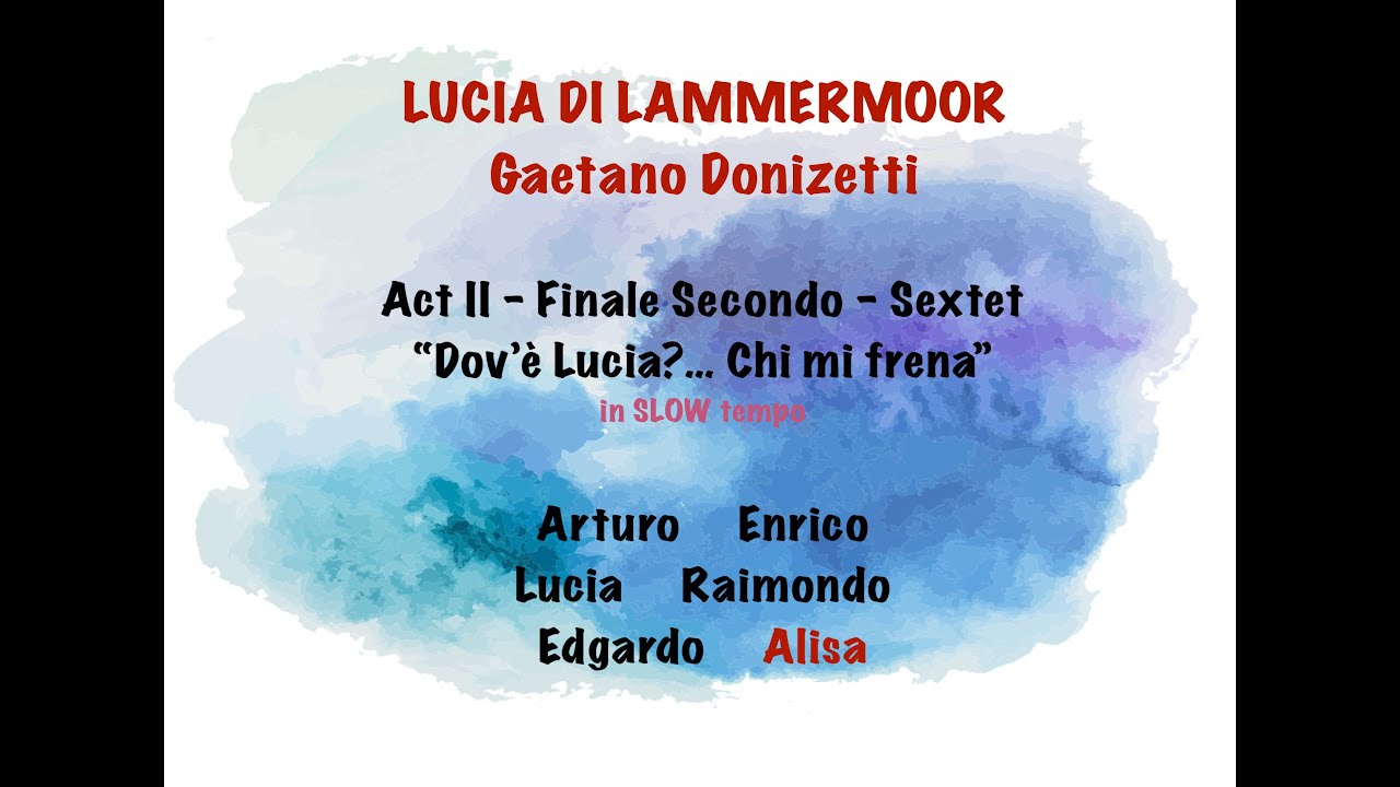 Donizetti - Lucia di Lammermoor - Act II Finale Sextet - ALISA's line highlighted -Study SLOW tempo