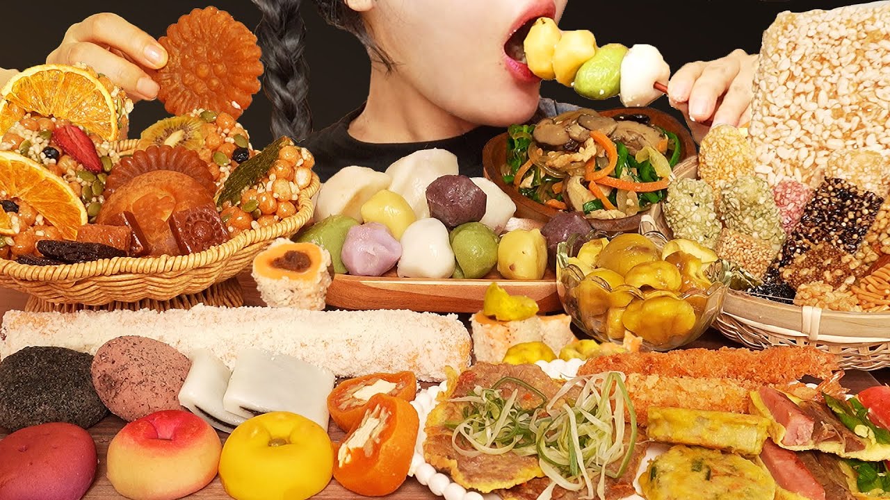 SUB)ASMR MUKBANG 🎊Канун праздника 🎉Корейская праздничная вечеринка с едой #TteokMukbang #Hangwa