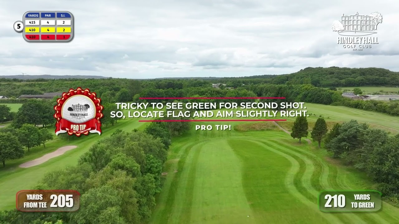 Hindley Hall Golf Club – Hole 5 Flyover | Par 4 | Golf Aerial Video