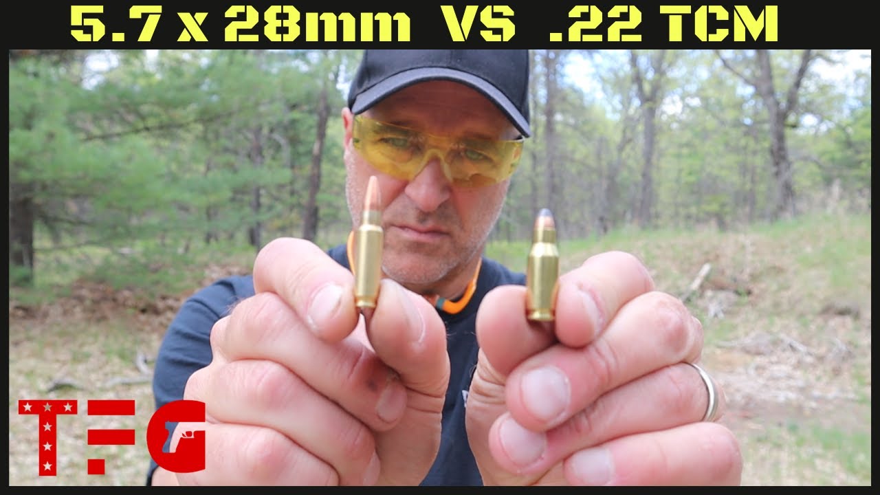 5.7 x 28mm VS .22 TCM (against a Patio Block) - TheFirearmGuy