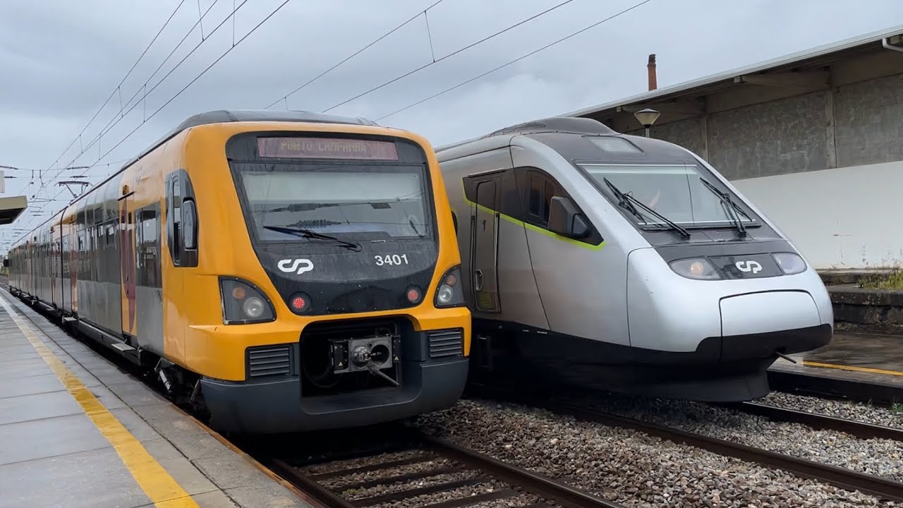 TRAINS IN PORTUGAL! LOTS OF PENDOLINOS, INTERCITY AND MORE WITH TONS OF HORNS AT ESMORIZ STATION