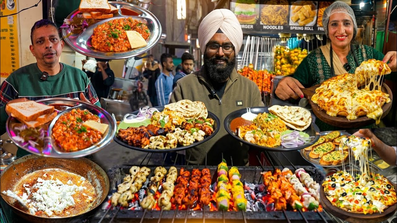 Rs99/- Punjabi Heavy Loaded Street Food | Amritsari Panner Burji Tanoori chaap & Chesse Pizza 
