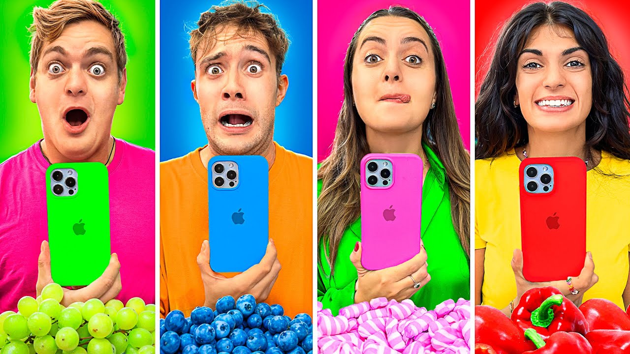 MANGIAMO SOLO CIBO DEL COLORE DEL NOSTRO IPHONE CON TUTTI I NOSTRI AMICI PER 24 ORE! 📱