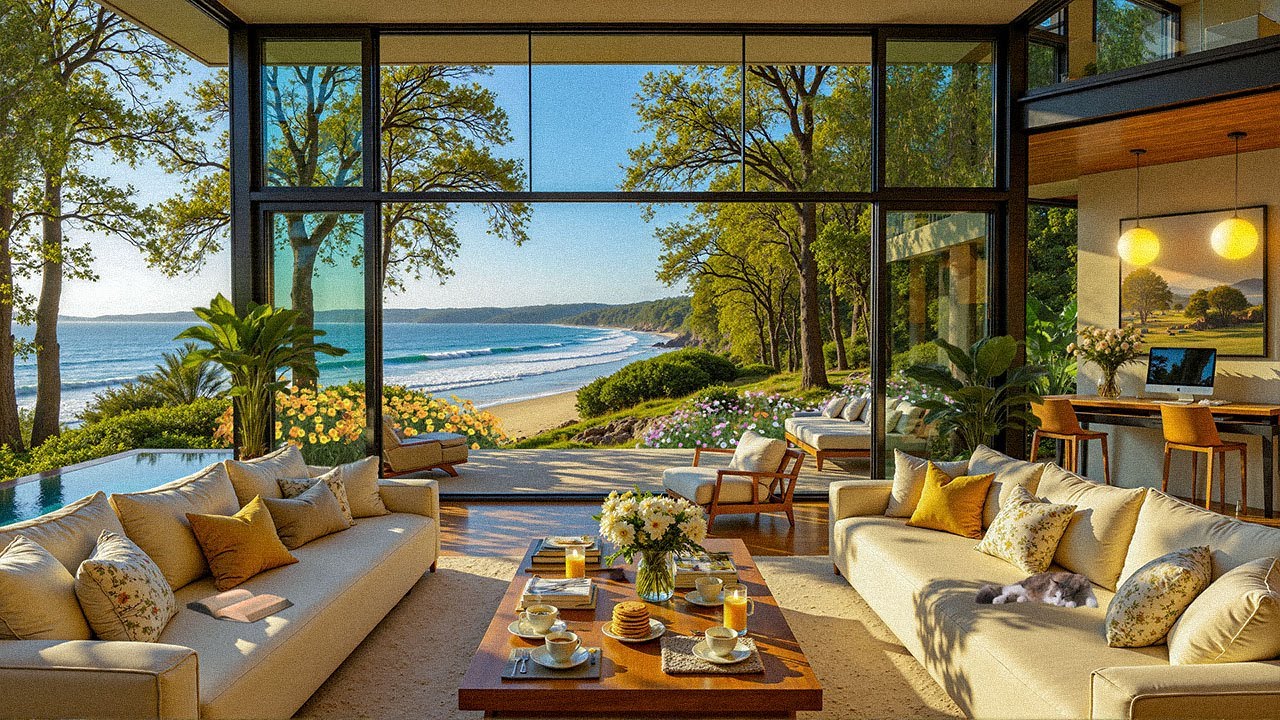 Seaside Jazz Ambience With Nature Therapy For Inner Calm | Gentle Jazz For Mindful Relaxation
