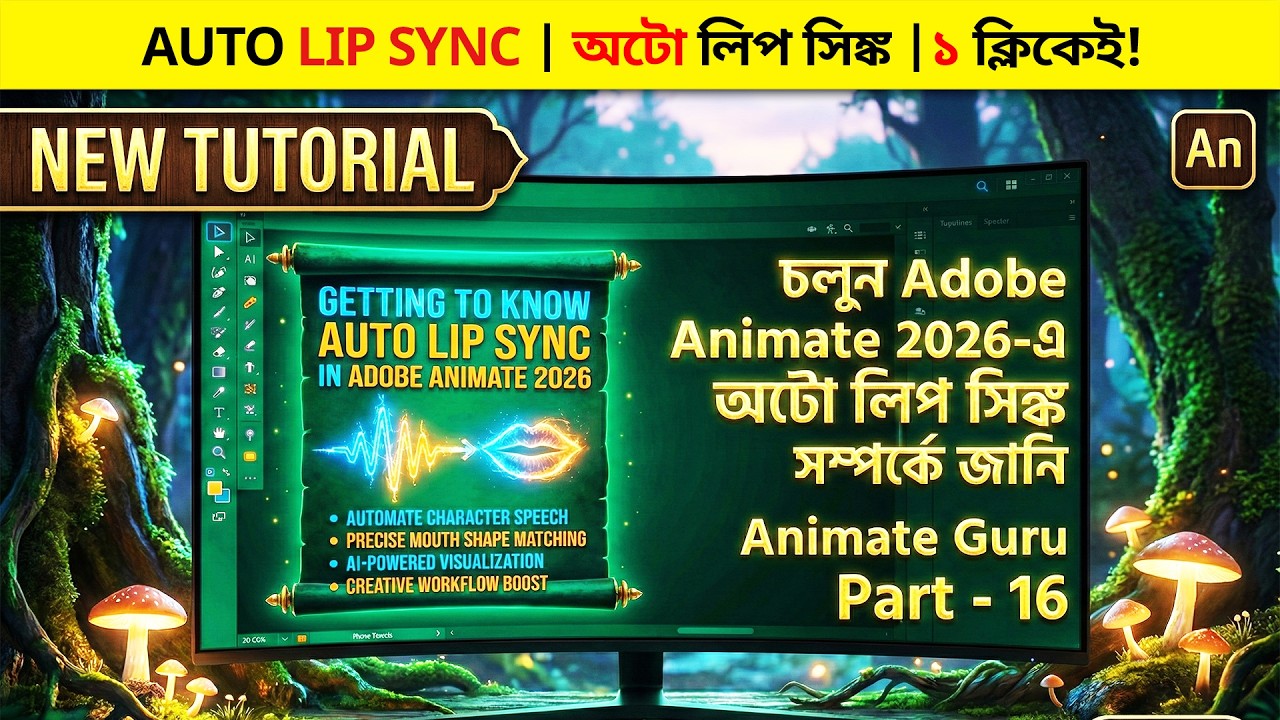Auto Lip Sync in 1 Click! 😲 Adobe Animate 2026 | ১ ক্লিকেই অটো লিপ সিঙ্ক | Part 16