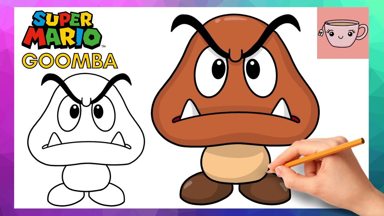 How To Draw Goomba | Super Mario Bros | Easy Step By Step Drawing Tutorial