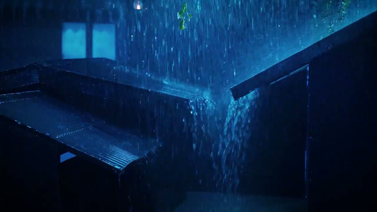 RAIN ON TIN ROOF Sounds for Sleeping | Heavy Thunderstorm at Night in Rainforest
