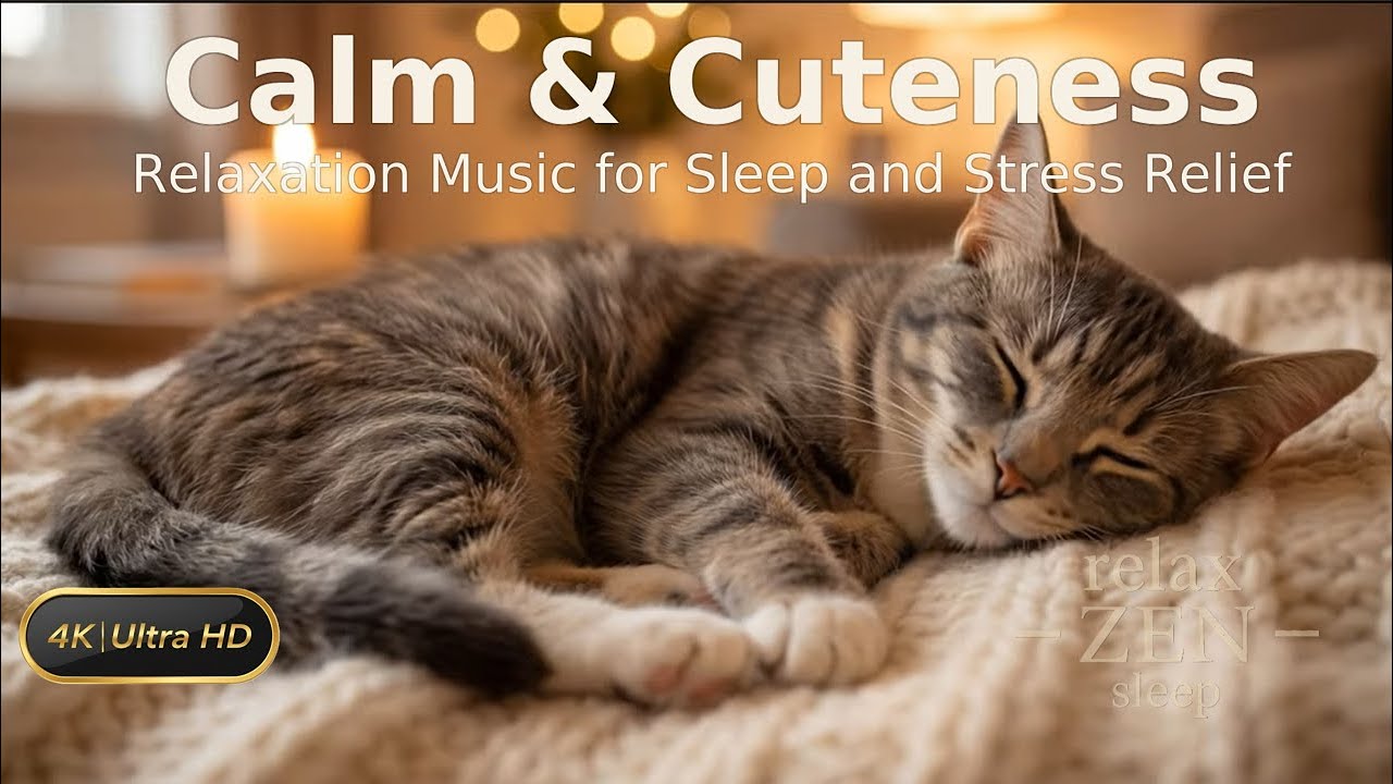 Relaxing Cat Sleep Video (1 Hour) — Puddles the Tabby • 432Hz Calm Music