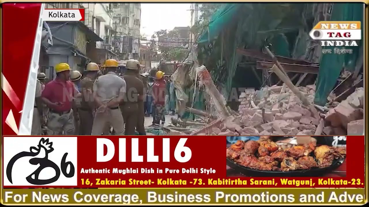 Portion of a building collapsed at Ram Mandir (Muktaram Babu Street) in Kolkata..