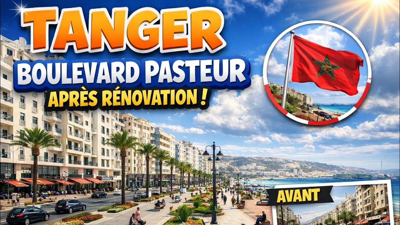Tour au centre de Tanger Boulevard Pasteur  جولة في طنجة  صور المعكازين