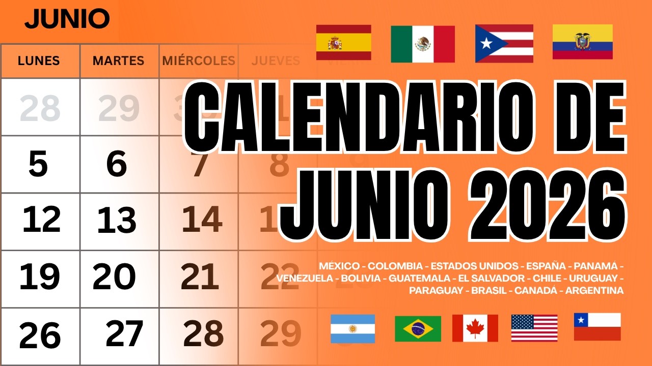 CALENDARIO DE JUNIO 2026 | ALMANAQUE JUNIO 2026