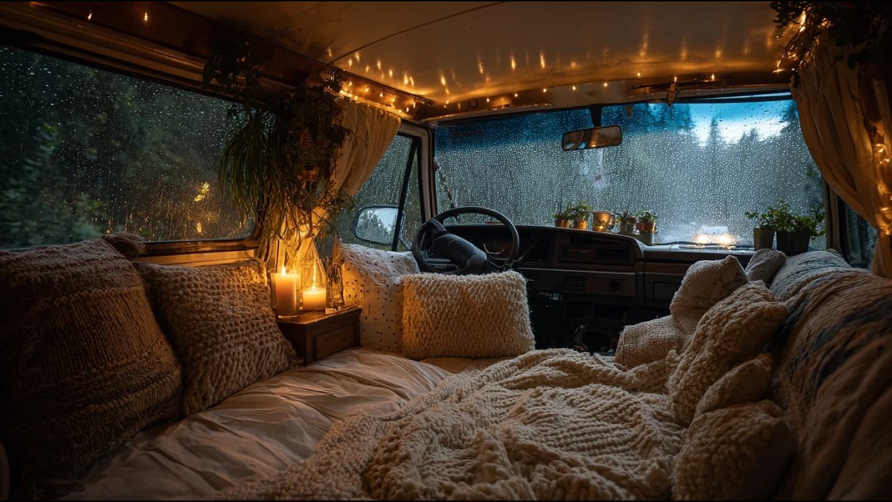 Rainy Night Drive in a Cozy Camper Van 🚐🌧️ | Relaxing Rain Sounds for Sleep
