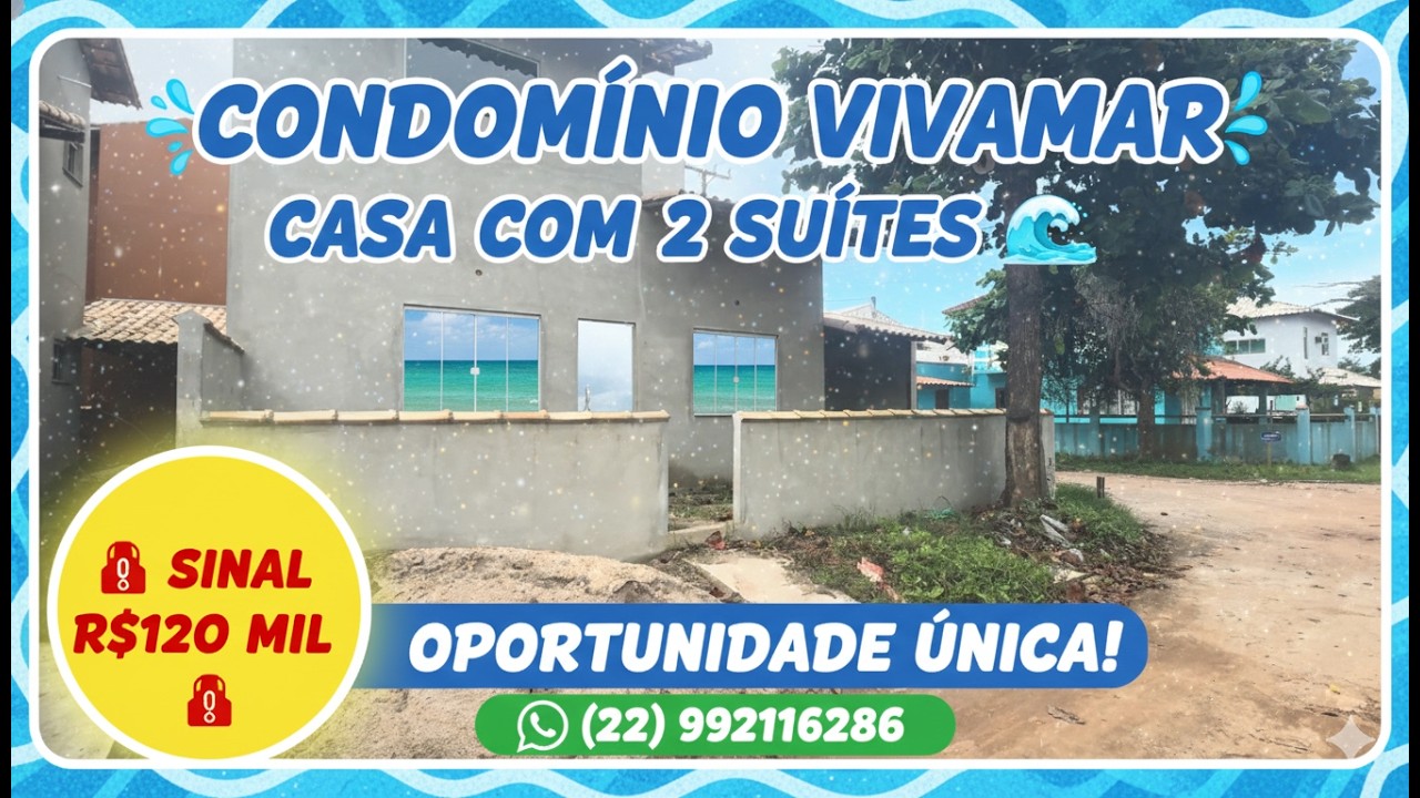 Vivamar: Casa com 2 Suítes 🌊 Sinal R$120 Mil