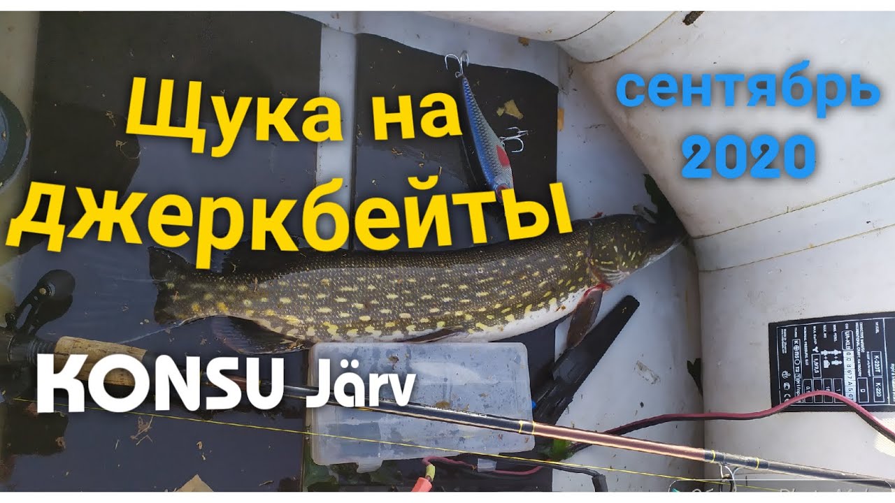 Ловля щуки на джеркбейты в сентябре Konsu järv . Рыбалка в Эстонии  2020 .