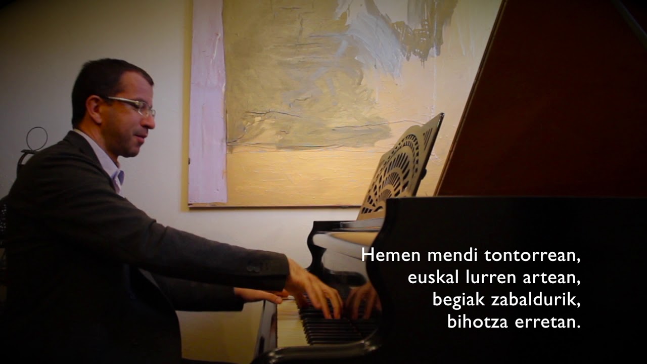 IKUSI MENDIZALEAK - Adaptación para piano de Jesús Acebedo (con letra en pantalla)