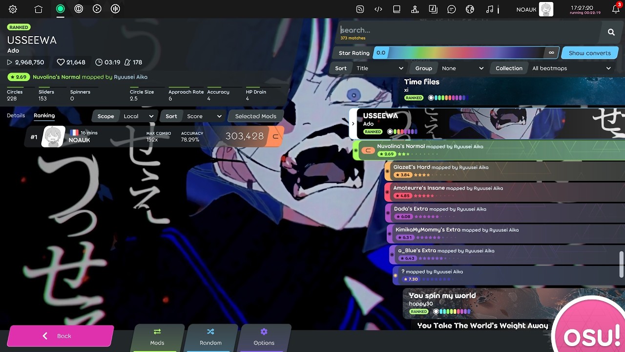 Playing OSU! (on song I like)