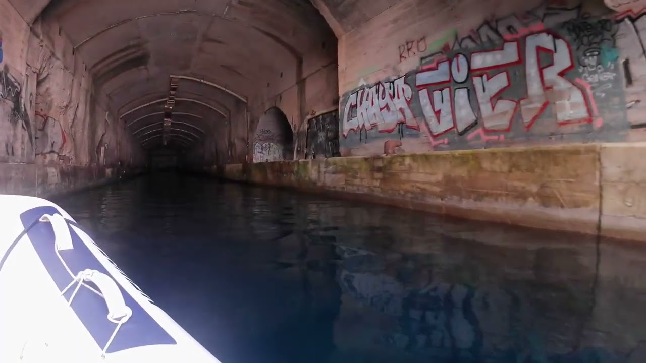 Visiting all the submarine tunnels with boat in the Bay of Kotor, Montenegro (Crna Gora)