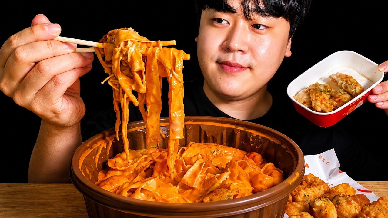 삼첩분식 로제샹궈떡볶이 꿔바로우 감튀 먹방 | Spicy Tteokbokki & Guobaorou ASMR MUKBANG EATING SHOW