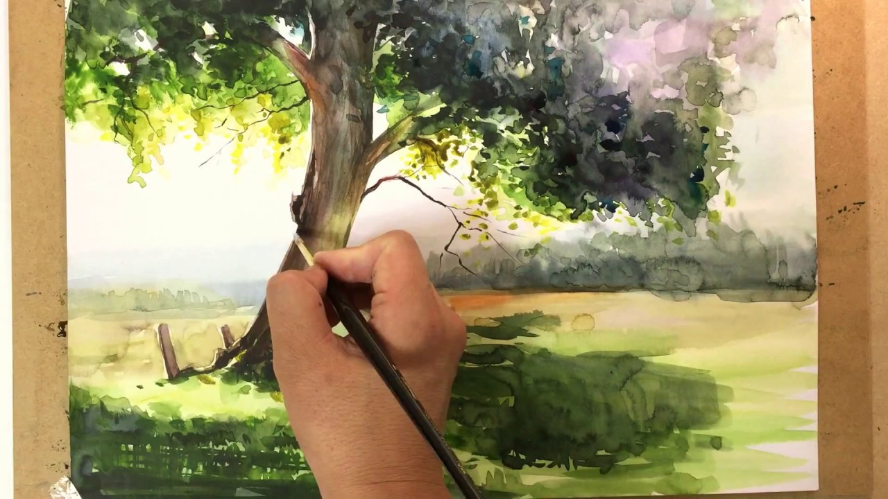 〔Пейзажная акварель〕 Дерево акварельной живописи