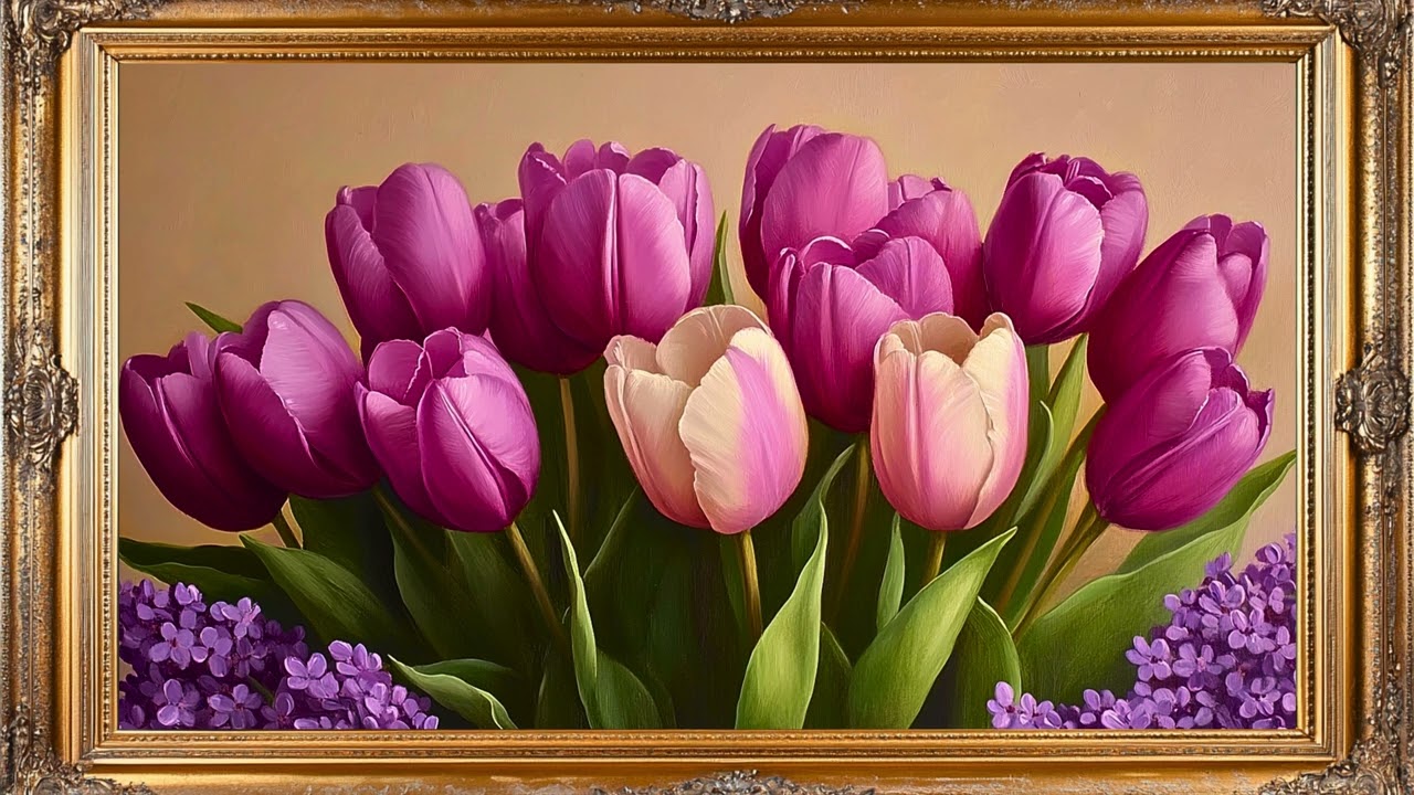 Elegant Pink Tulips 🌷 | Vibrant Floral Screensaver for Frame TV