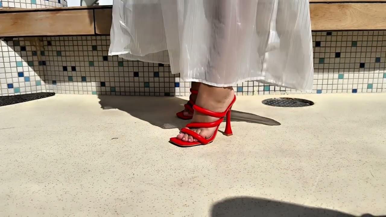 🔥 Red Heels Try-On ASMR 👠 | Strappy Sandals, Elegant Walk & Summer Shoe Fashion
